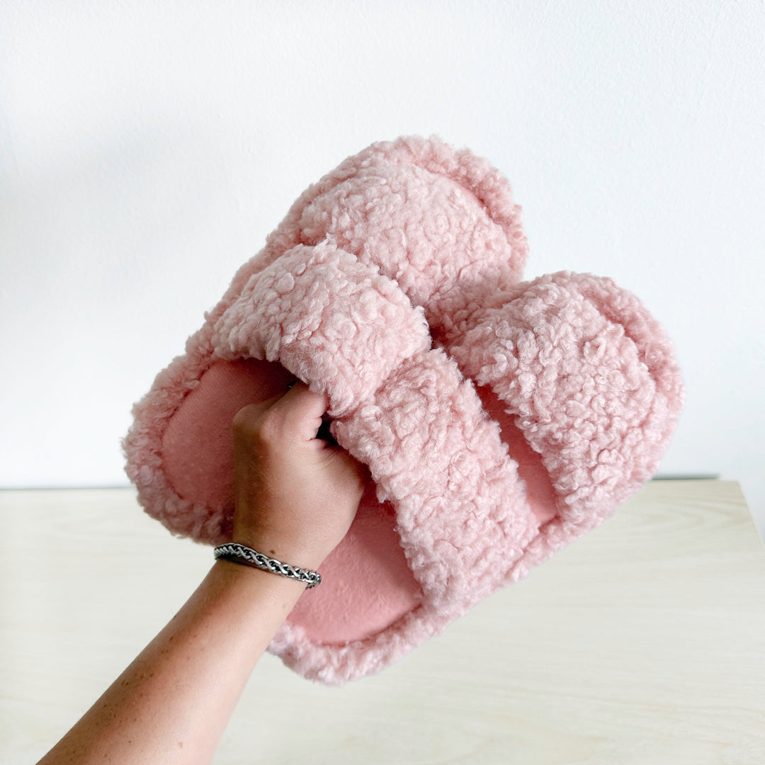 Warme Pantoffels Dames | Open Teen | Pluche Teddy Sloffen-Boutique Moda