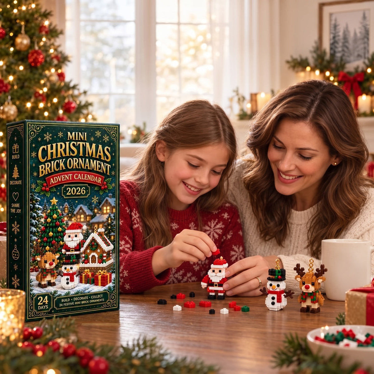 Adventskalender met 24 Mini Bouwsets | Kersthangers om te Bouwen