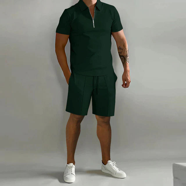 Zomerset heren polo met rits en short